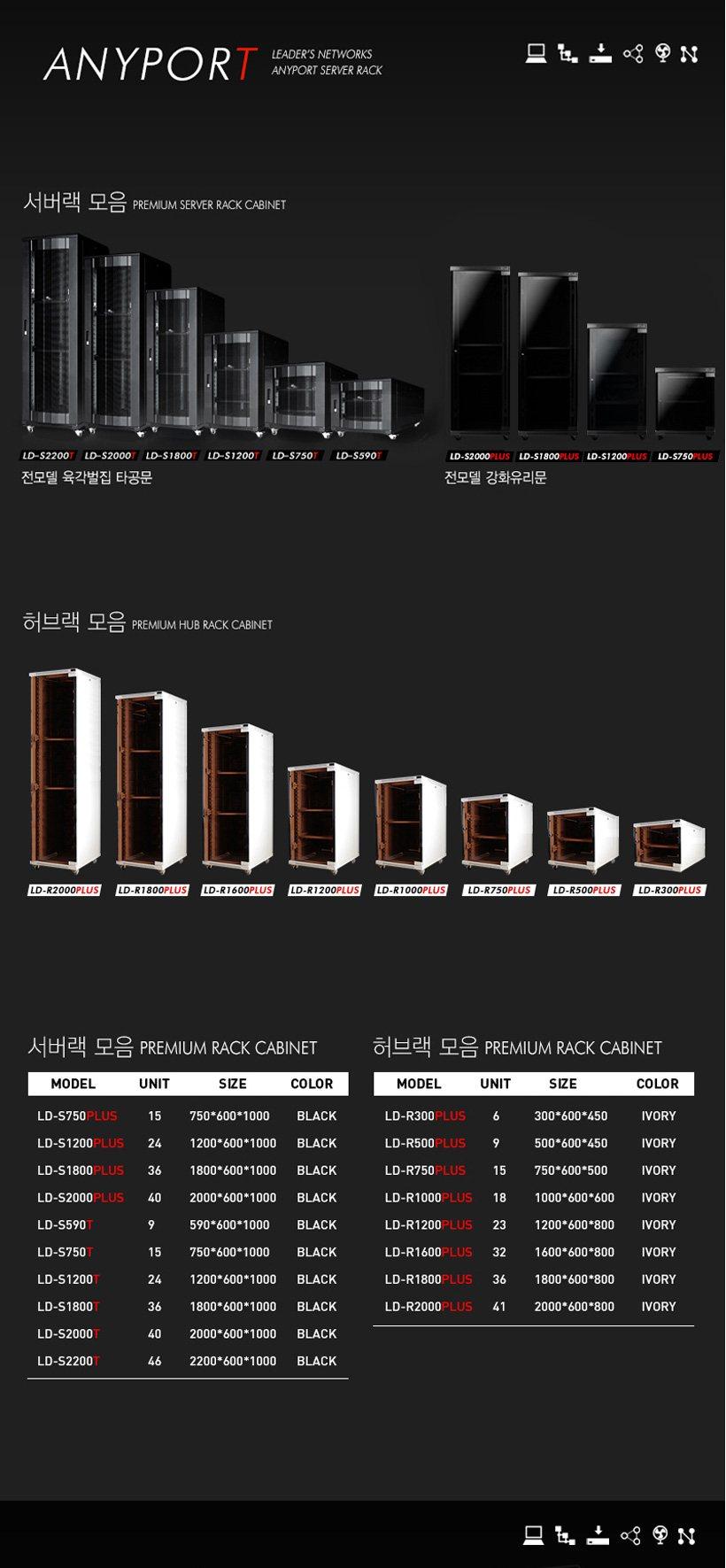 LD 타공 서버랙 42U 블랙 LD-S2000T 상세 정보